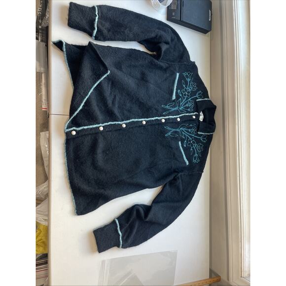 Free People Sz M Wool Blend Cardigan Cottage Core Boho Grandma Oversized Cozy - Picture 16 of 16